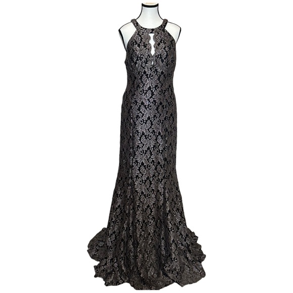 jcpenney Dresses & Skirts - JCPenney Black and Taupe Sleeveless Halter Gown